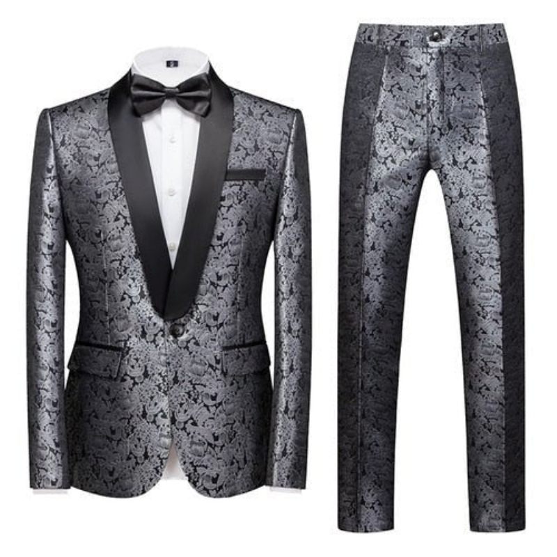 Zestaw Garniturów Męskich W Kwiaty I Elegancję - Szary